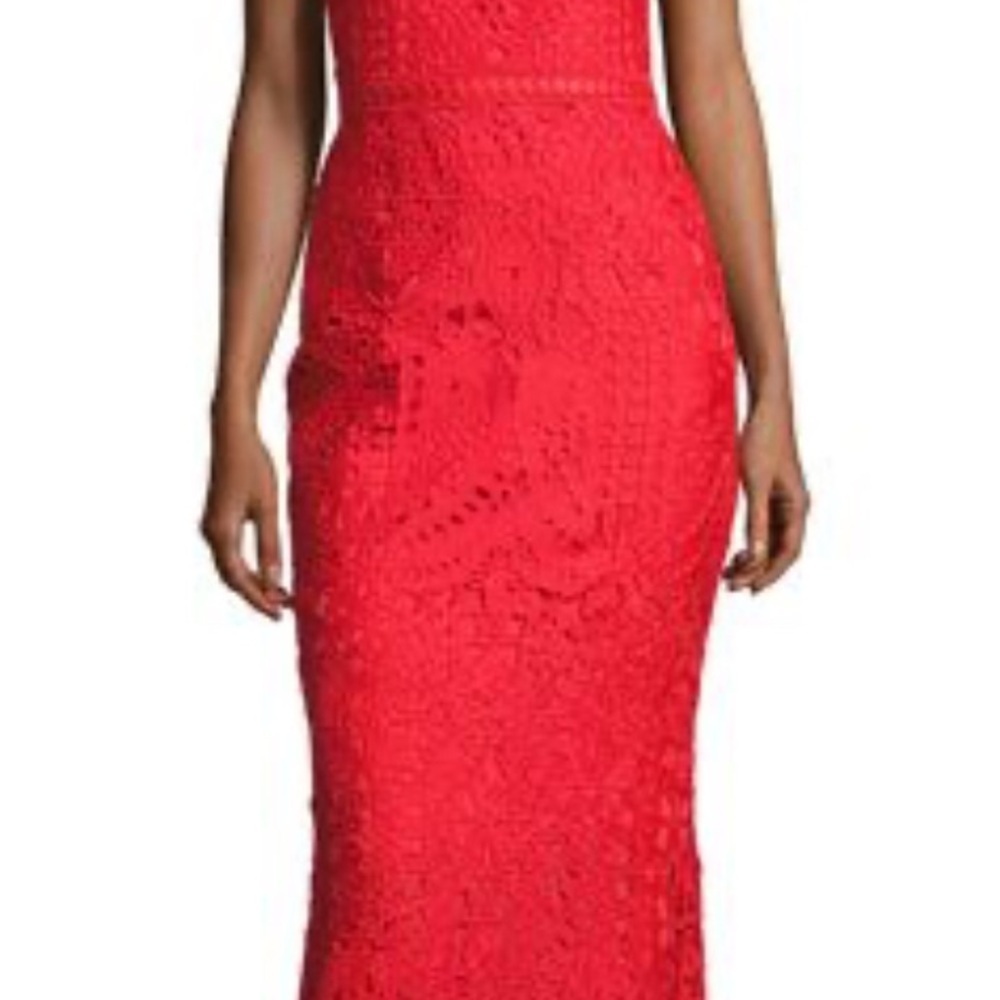St. John Red Lace Maxi Dress - Picture 2 of 11